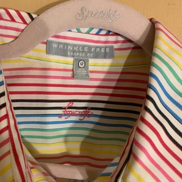 🌺 FOXCROFT Multicolored No-Iron Striped Shirt 12 - Picture 4 of 16